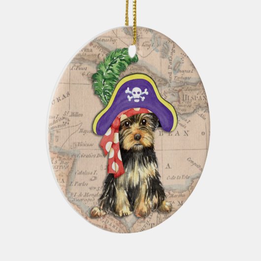 Yorkie Pirate Keramik Ornament (Rechts)