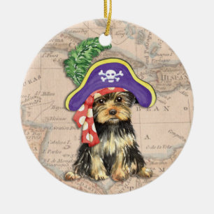 Yorkie Pirate Keramik Ornament