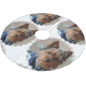 Yorkie Polyester Weihnachtsbaumdecke (Schrägansicht)