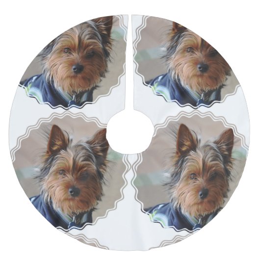 Yorkie Polyester Weihnachtsbaumdecke (Vorderseite)