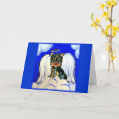 Yorkie Poo Angel Karte (Gelbe Blume)