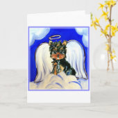Yorkie Poo Angel Karte (Gelbe Blume)