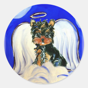 Yorkie Poo Angel Runder Aufkleber