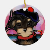 YORKIE POO ARTIST IN PARIS KERAMIK ORNAMENT (Vorne)