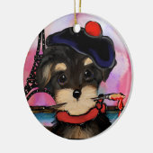 YORKIE POO ARTIST IN PARIS KERAMIK ORNAMENT (Links)