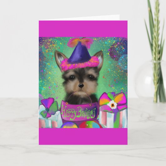 YORKIE POO BIRTHDAY KARTE (Vorderseite)