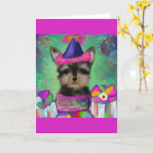 YORKIE POO BIRTHDAY KARTE (Gelbe Blume)