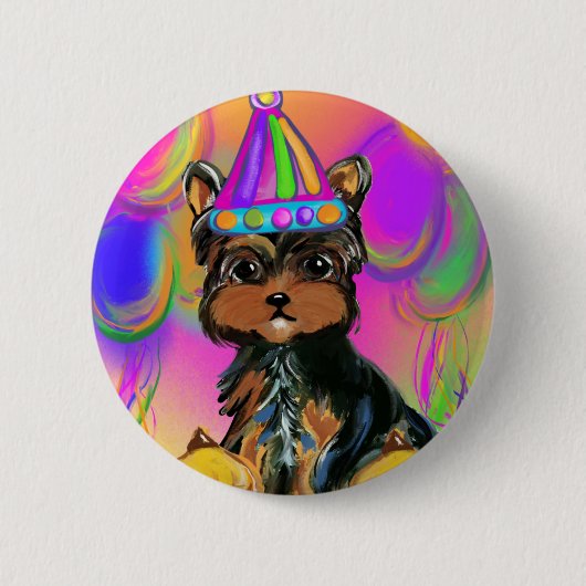Yorkie Poo Birthdays Button (Vorderseite)