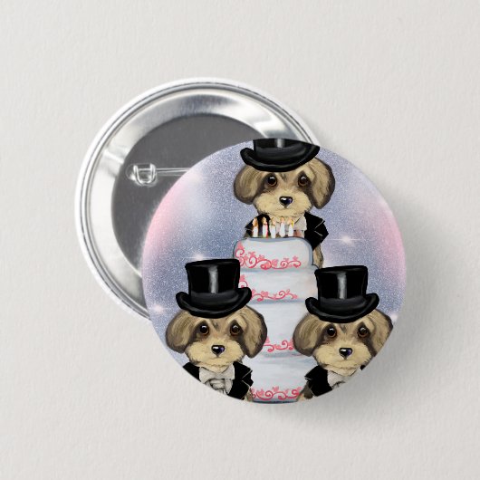 Yorkie Poo Button (Vorne & Hinten)
