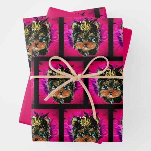 YORKIE POO GESCHENKPAPIER SET (Beispiel)