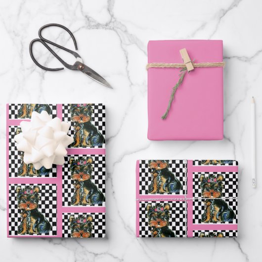 YORKIE POO GESCHENKPAPIER SET (Vorderseite)