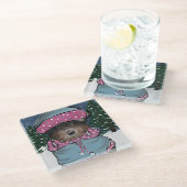 Yorkie Poo Glasuntersetzer (Schrägansicht)