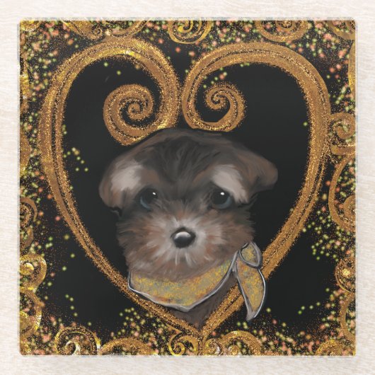 Yorkie Poo Glasuntersetzer (Vorderseite)