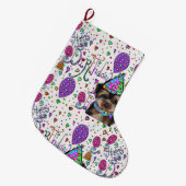 Yorkie Poo Großer Weihnachtsstrumpf (Vorderansicht (hängend))