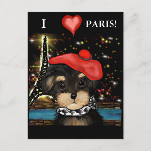 YORKIE POO IN PARIS POSTKARTE