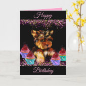 Yorkie Poo Karte (Gelbe Blume)
