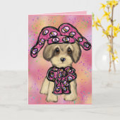 Yorkie Poo Karte (Gelbe Blume)