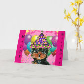 Yorkie Poo Karte (Gelbe Blume)