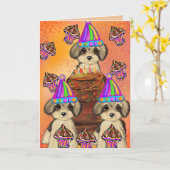 Yorkie Poo Karte (Gelbe Blume)