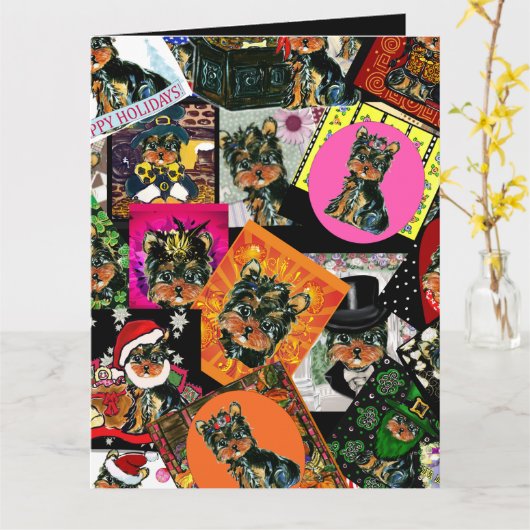 YORKIE POO KARTE (Gelbe Blume)