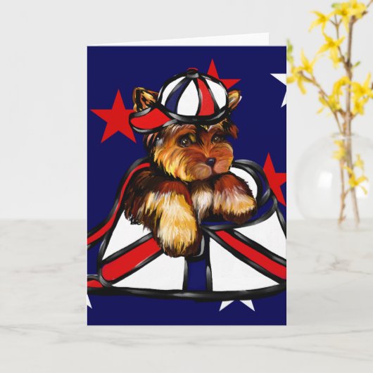 YORKIE POO KARTE (Gelbe Blume)