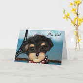 YORKIE POO KARTE (Gelbe Blume)