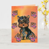 Yorkie Poo Karte (Gelbe Blume)