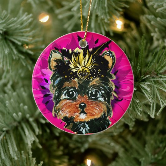 YORKIE POO KERAMIK ORNAMENT (Baum)