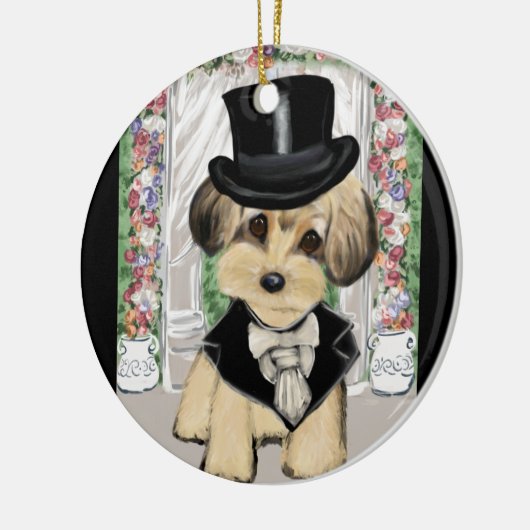 YORKIE POO KERAMIK ORNAMENT (Links)
