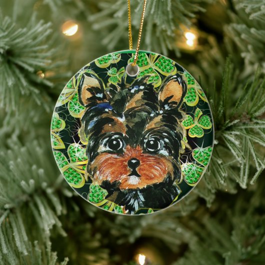 YORKIE POO KERAMIK ORNAMENT (Baum)