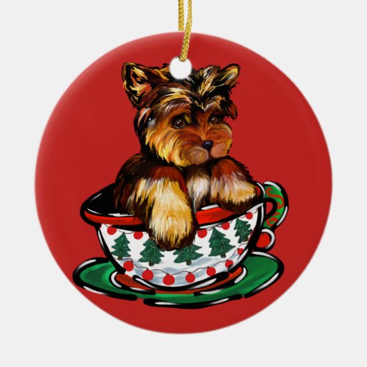 Yorkie Poo Keramik Ornament (Vorne)