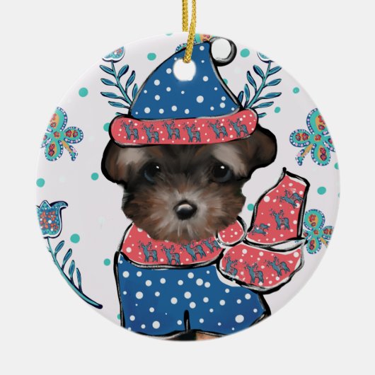 Yorkie Poo Keramik Ornament (Vorne)