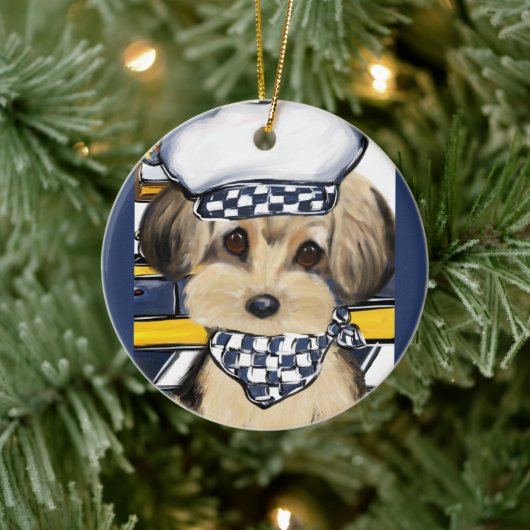 YORKIE POO KERAMIK ORNAMENT (Baum)