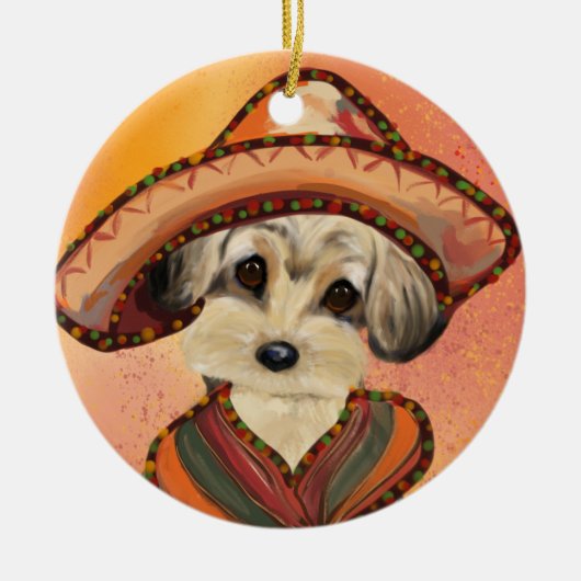 YORKIE POO KERAMIK ORNAMENT (Vorne)