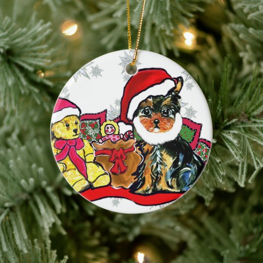 YORKIE POO KERAMIK ORNAMENT (Baum)