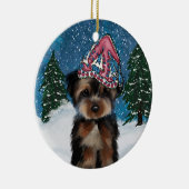YORKIE POO KERAMIK ORNAMENT (Rechts)