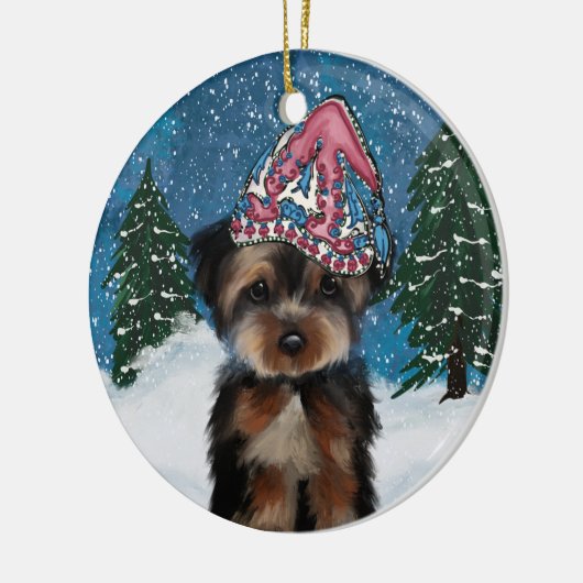 YORKIE POO KERAMIK ORNAMENT (Links)