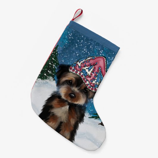 YORKIE POO KLEINER WEIHNACHTSSTRUMPF (Vorderansicht (hängend))