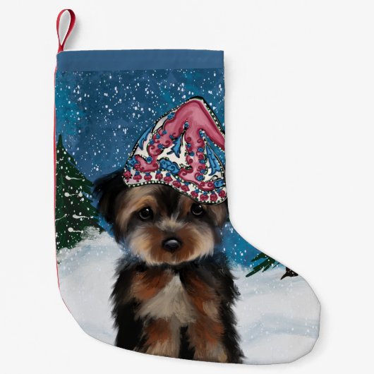 YORKIE POO KLEINER WEIHNACHTSSTRUMPF (Vorderseite)