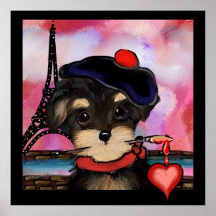 YORKIE POO KÜNSTLER IN PARIS POSTER