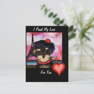 YORKIE POO KÜNSTLER IN PARIS POSTKARTE