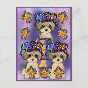 Yorkie Poo Mardi Gras Postkarte