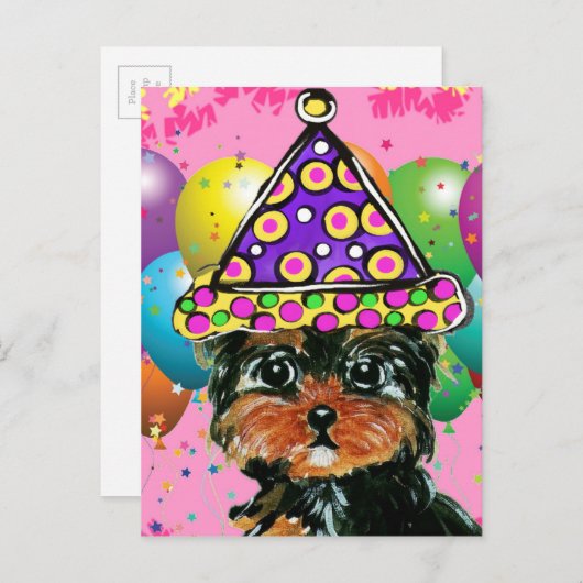 Yorkie Poo Party Dog Einladungspostkarte (Vorne/Hinten)