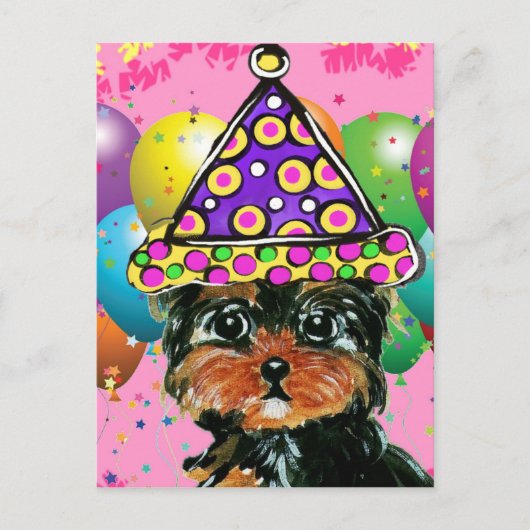 Yorkie Poo Party Dog Einladungspostkarte (Vorderseite)