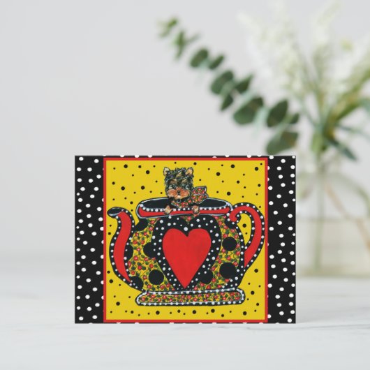 Yorkie Poo Postkarte (Stehend Vorderseite)