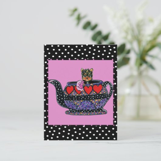 Yorkie Poo Postkarte (Stehend Vorderseite)