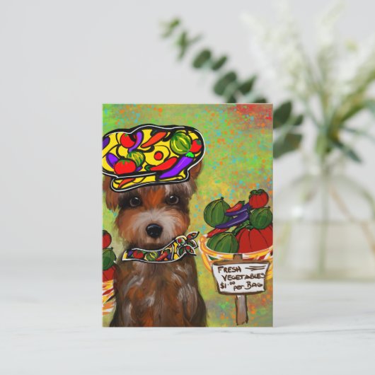 Yorkie Poo Postkarte (Stehend Vorderseite)