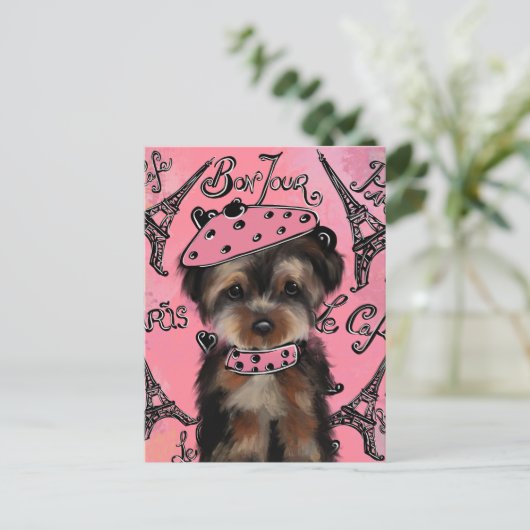 YORKIE POO POSTKARTE (Stehend Vorderseite)
