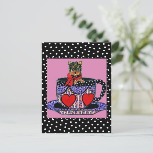 Yorkie Poo Postkarte (Stehend Vorderseite)