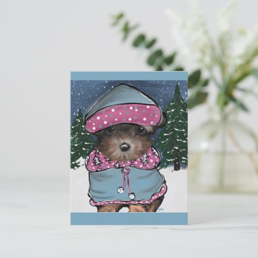 Yorkie Poo Postkarte (Stehend Vorderseite)